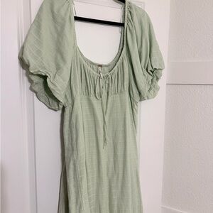 Free People Green Puff Sleeve Dress